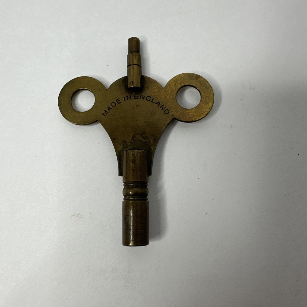 Antique Brass Clock Winding Key Made In England 1920s Mantel Wall Clock Key